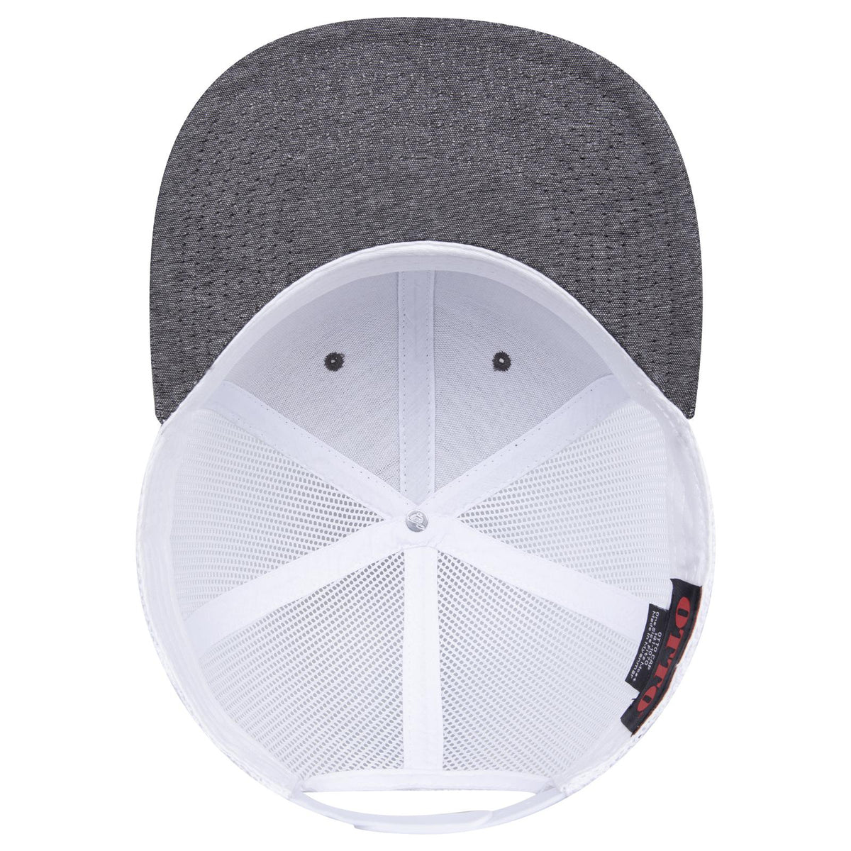 Inside View of 0316A - Blk/Wht OTTO CAP "OTTO SNAP" 6 Panel Pro Style Mesh Back Trucker Snapback Hat