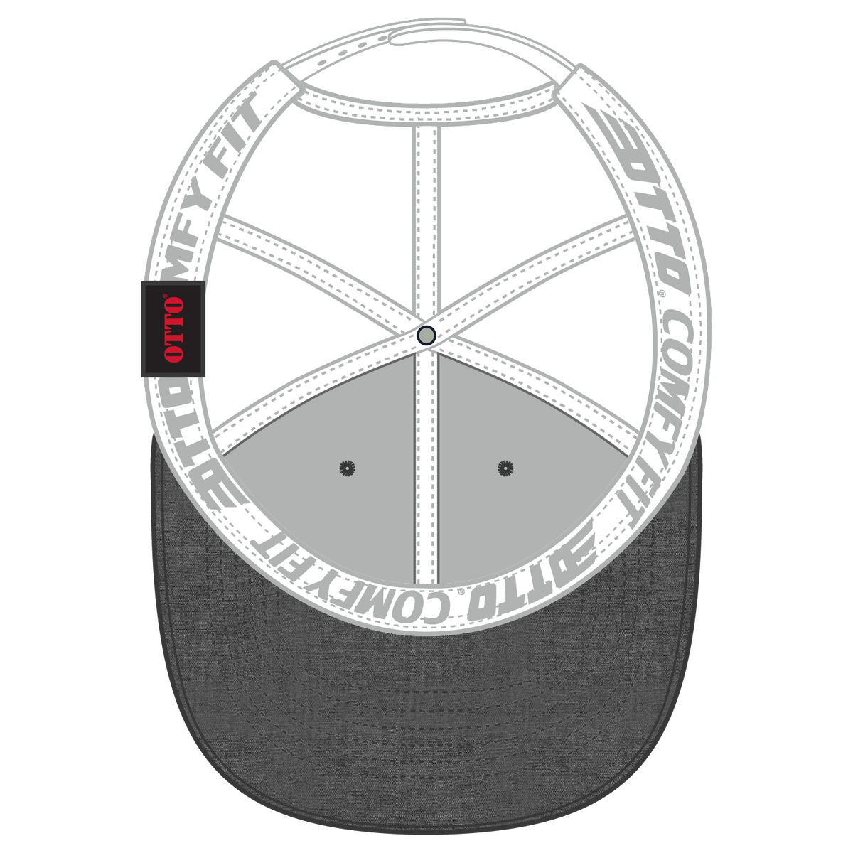 Inside View of 0316C - Blk/Wht OTTO CAP "OTTO COMFY FIT" 6 Panel Low Profile Mesh Back Trucker Hat
