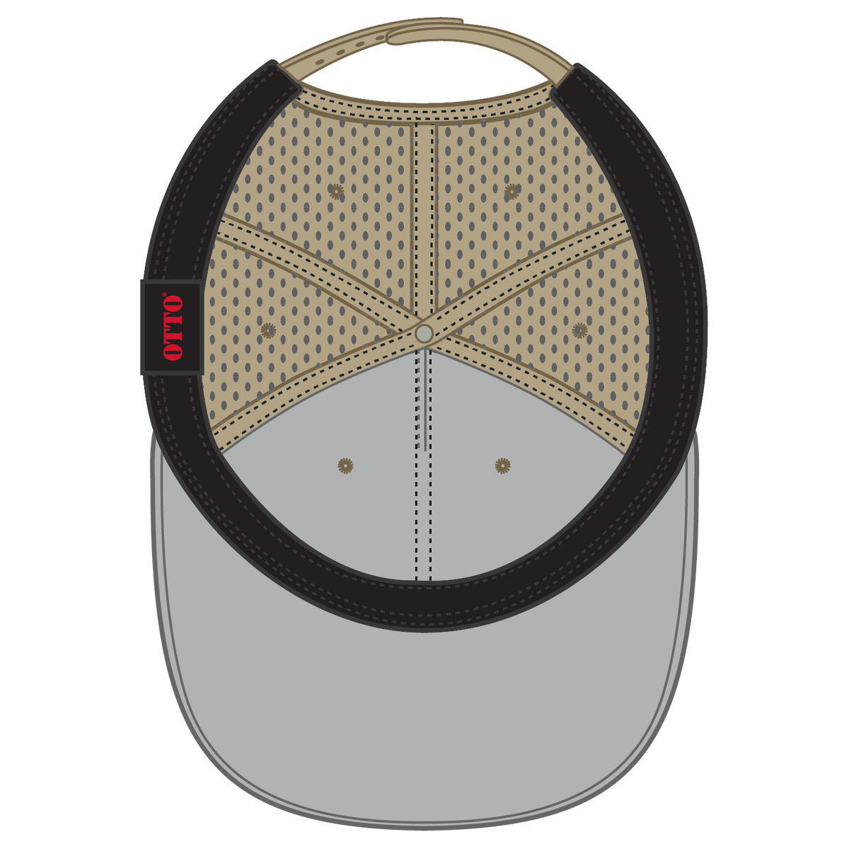 Inside View of 032 - Khaki OTTO CAP 5 Panel Mid Profile Baseball Cap