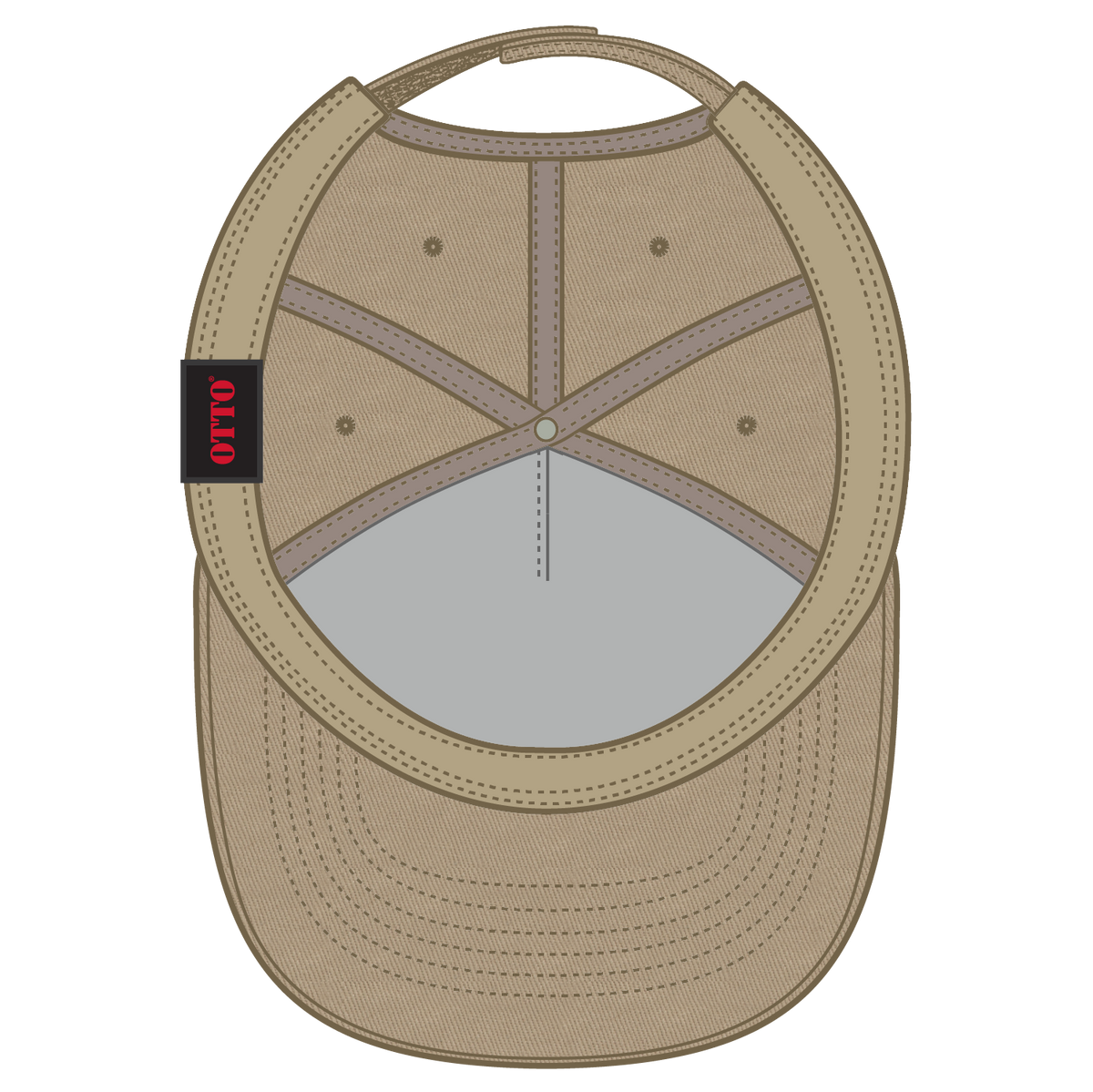 Inside View of 032 - Khaki OTTO CAP 5 Panel Mid Profile Baseball Cap