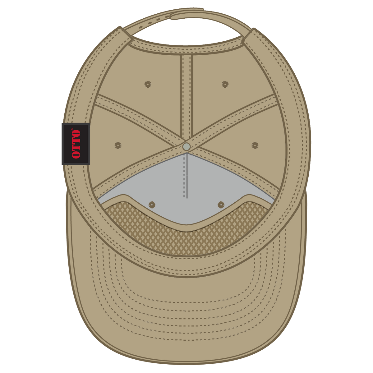 Inside View of 032 - Khaki OTTO CAP 5 Panel Mid Profile Baseball Hat