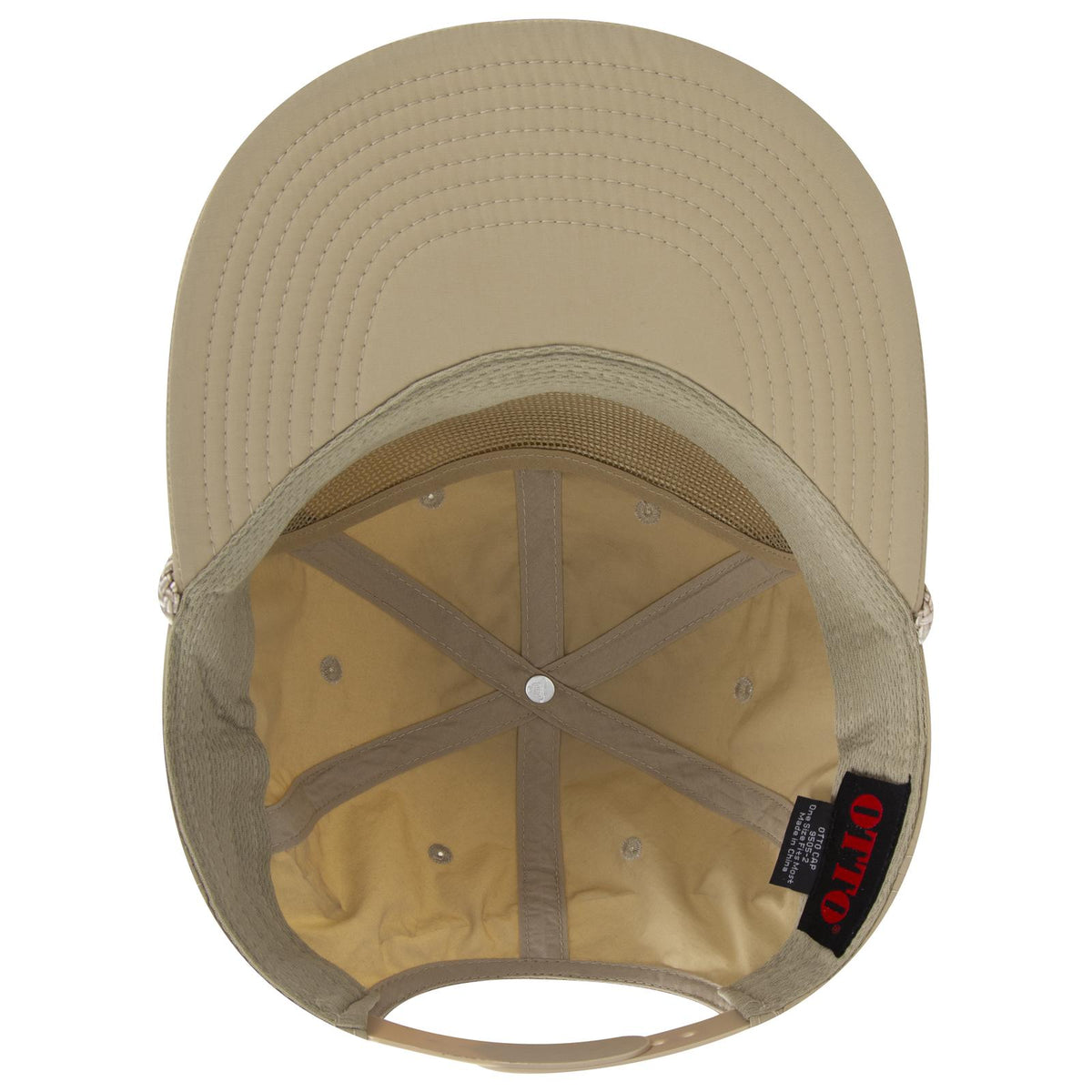 Inside View of 032 - Khaki OTTO CAP 5 Panel Pro Style Baseball Cap
