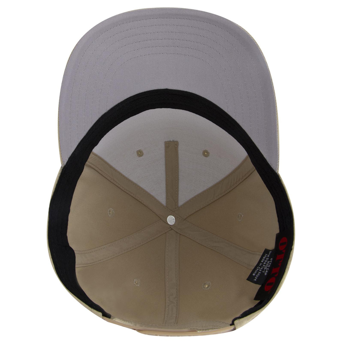 Inside View of 032 - Khaki OTTO CAP 5 Panel Pro Style Baseball Cap
