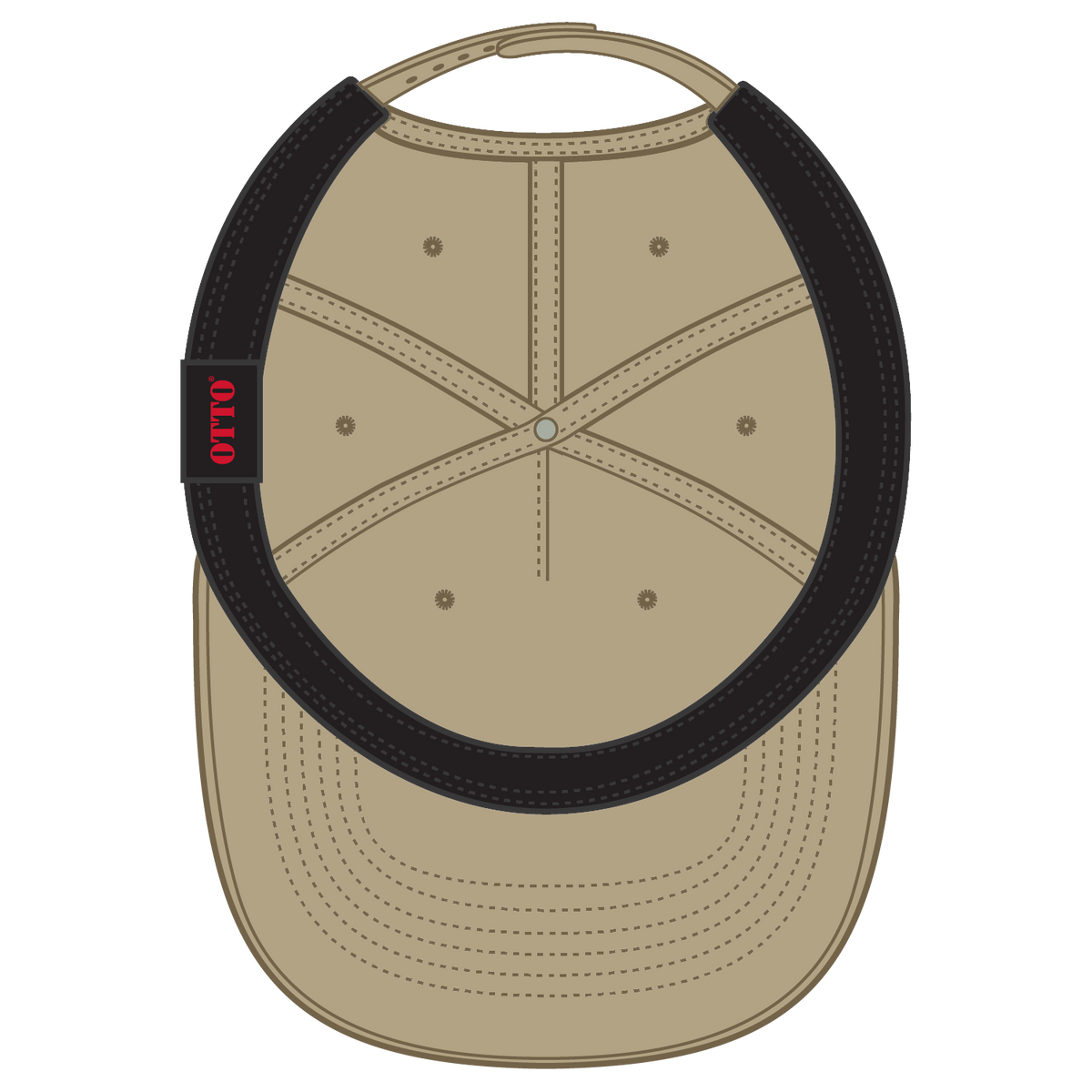 Inside View of 032 - Khaki OTTO CAP 5 Panel Pro Style Baseball Cap