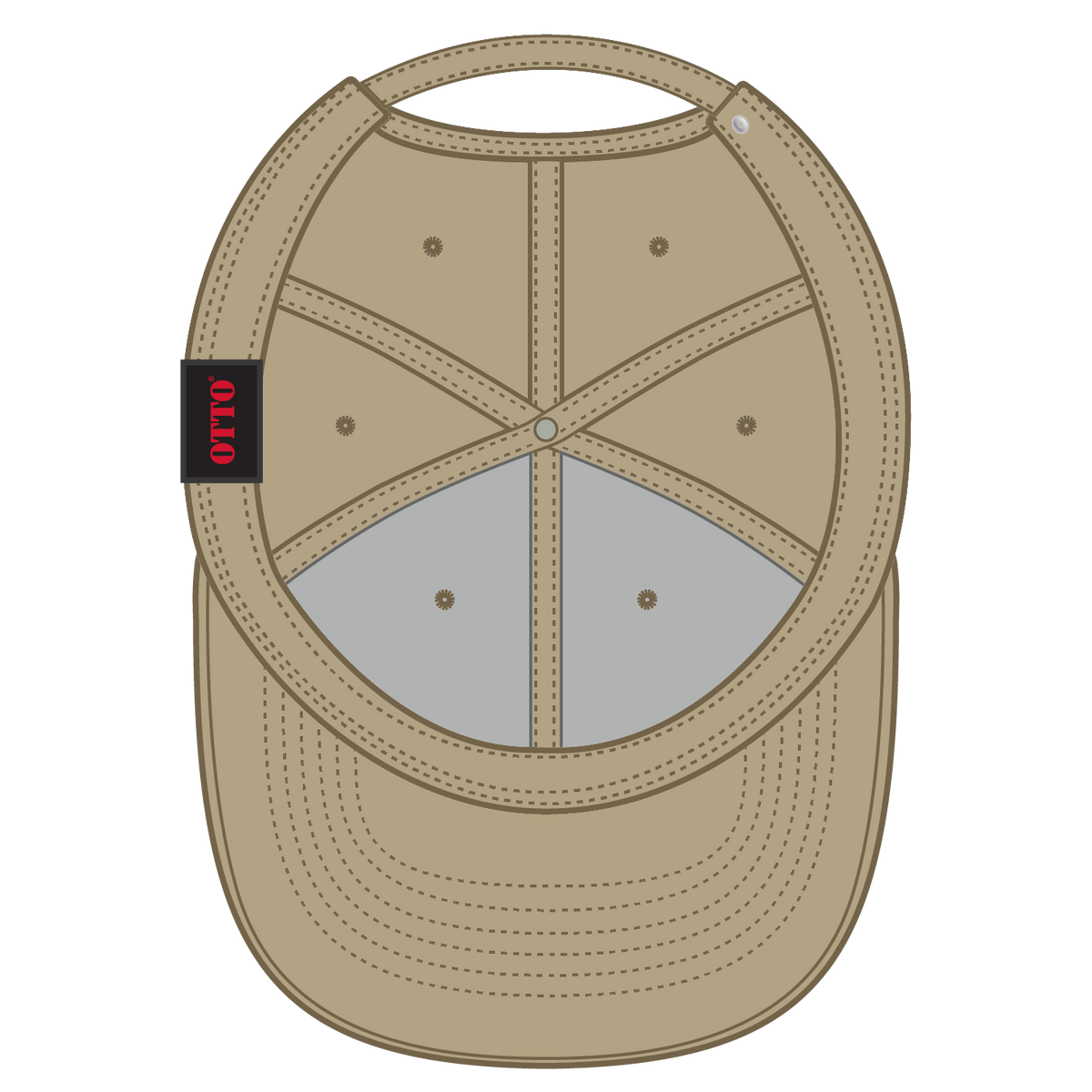 Inside View of 032 - Khaki OTTO CAP 6 Panel Low Profile Baseball Cap