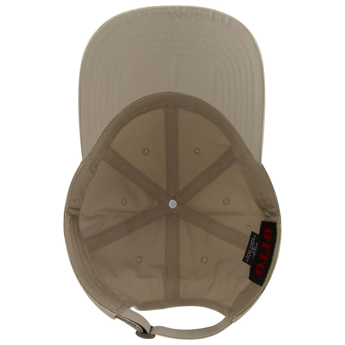 Inside View of 032 - Khaki OTTO CAP 6 Panel Low Profile Baseball Cap