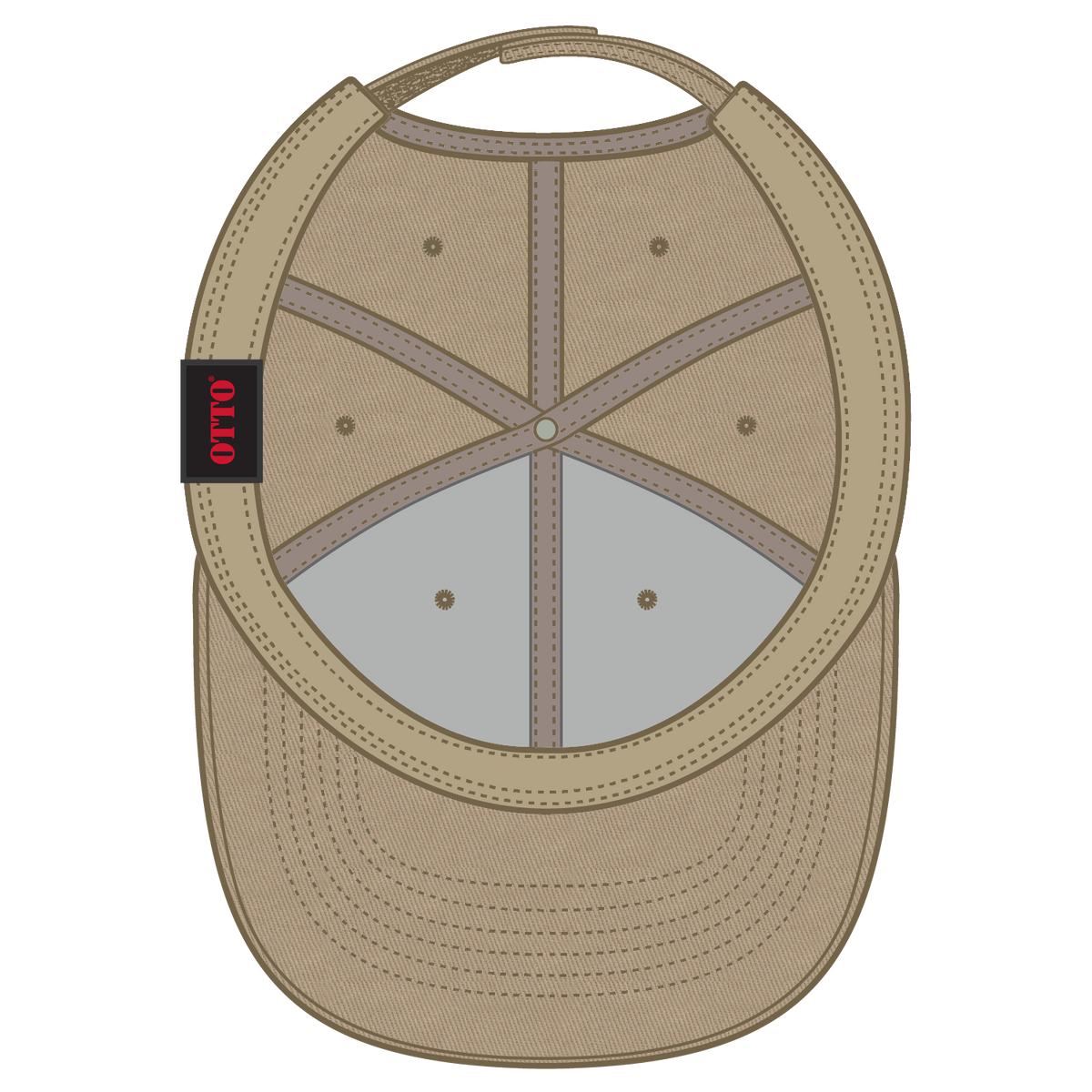 Inside View of 032 - Khaki OTTO CAP 6 Panel Low Profile Baseball Cap