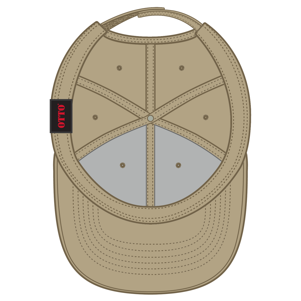 Inside View of 032 - Khaki OTTO CAP 6 Panel Low Profile Baseball Cap