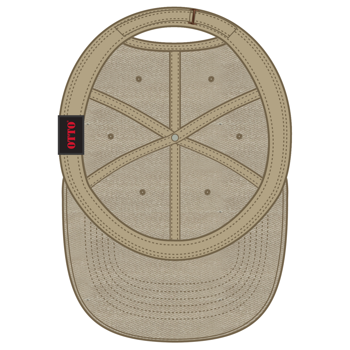 Inside View of 032 - Khaki OTTO CAP 6 Panel Low Profile Dad Hat