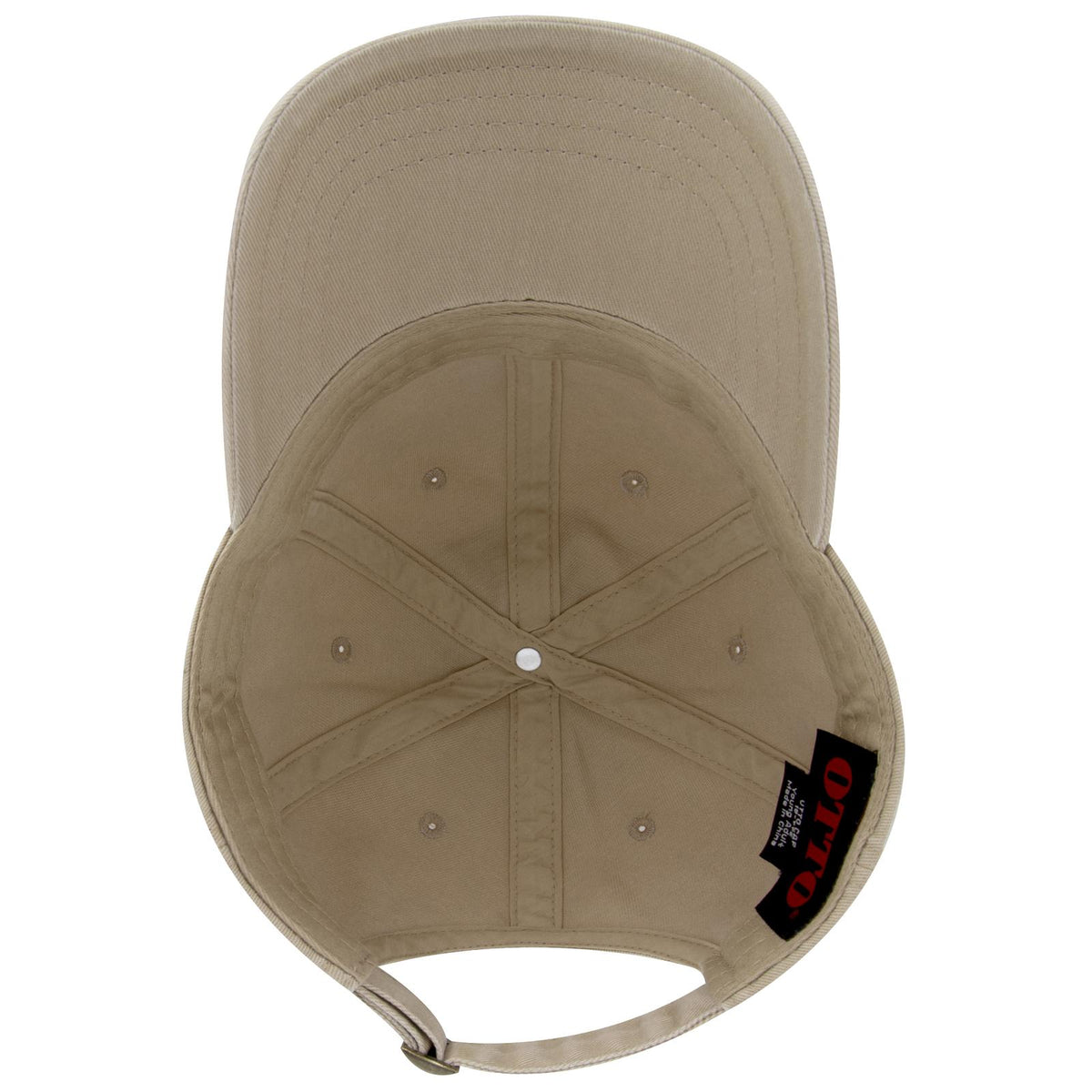 Inside View of 032 - Khaki OTTO CAP 6 Panel Low Profile Dad Hat