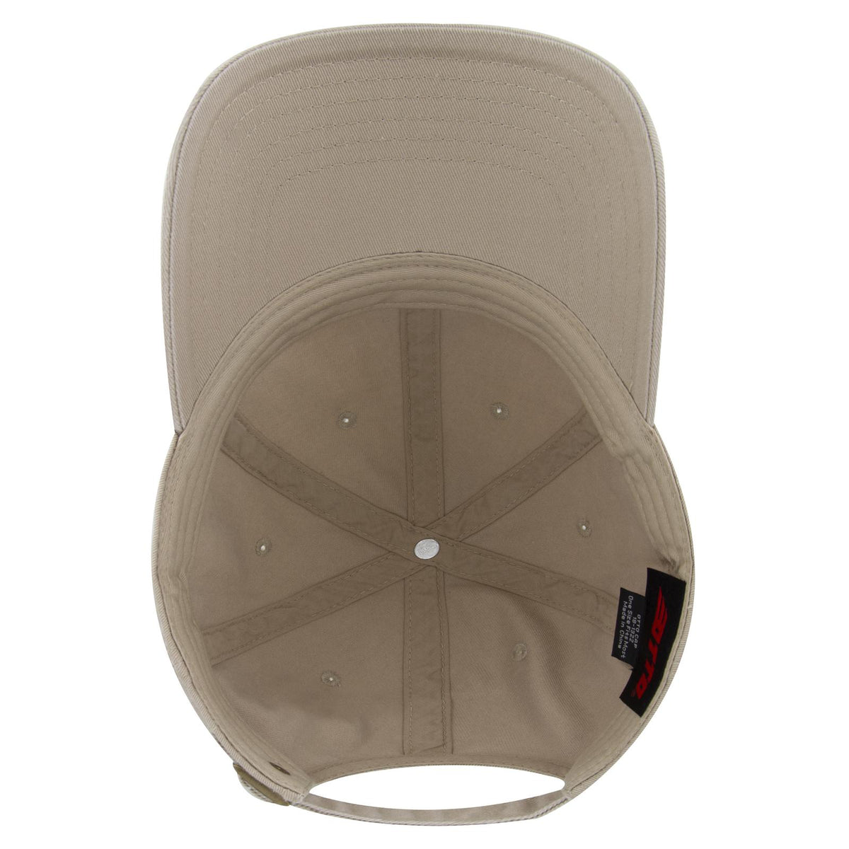 Inside View of 032 - Khaki OTTO CAP 6 Panel Low Profile Dad Hat