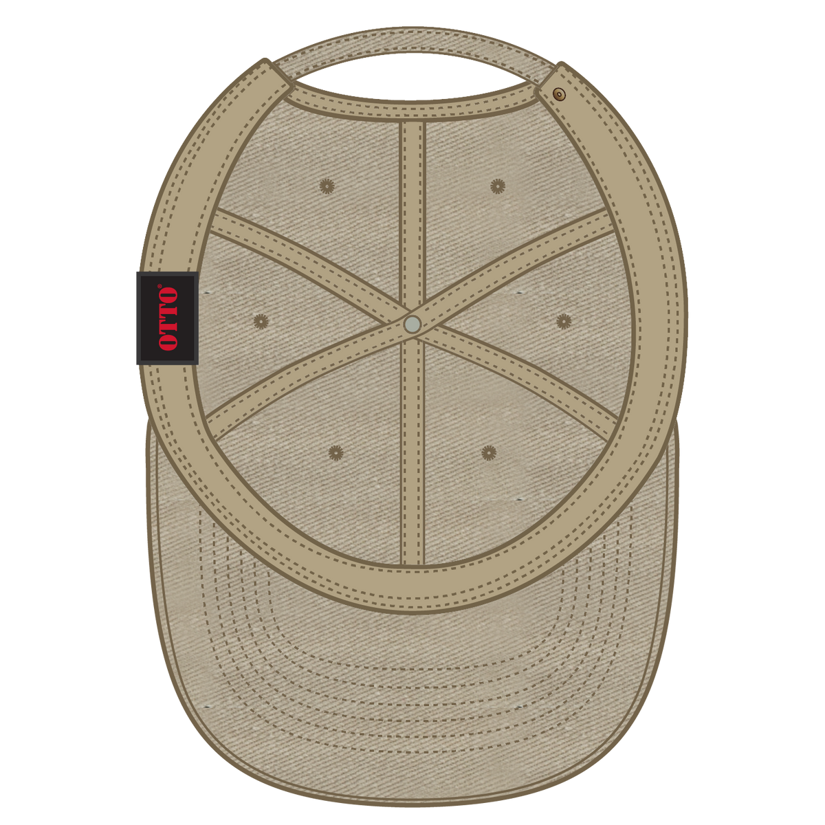 Inside View of 032 - Khaki OTTO CAP 6 Panel Low Profile Dad Hat