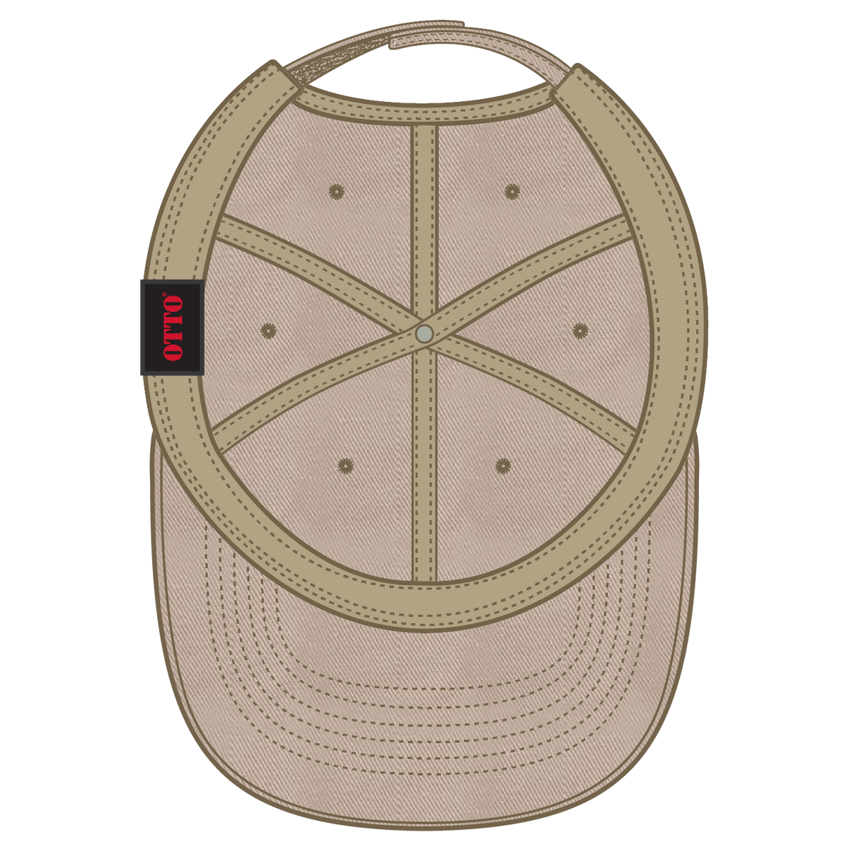 Inside View of 032 - Khaki OTTO CAP 6 Panel Low Profile Dad Hat