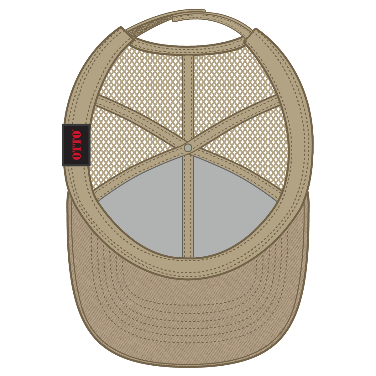 Inside View of 032 - Khaki OTTO CAP 6 Panel Low Profile Mesh Back Trucker Hat