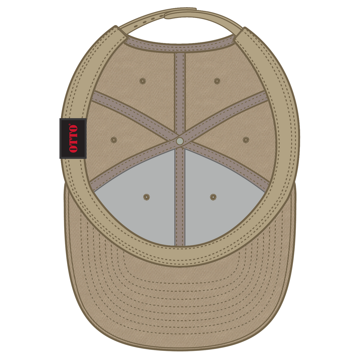 Inside View of 032 - Khaki OTTO CAP 6 Panel Mid Profile Baseball Cap
