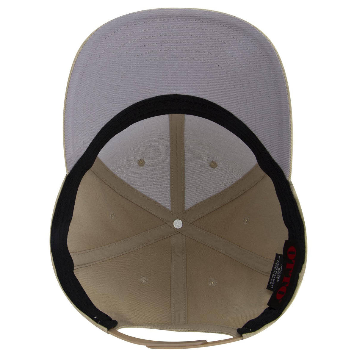 Inside View of 032 - Khaki OTTO CAP 6 Panel Pro Style Baseball Cap