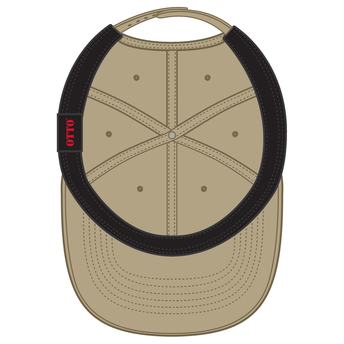 Inside View of 032 - Khaki OTTO CAP 6 Panel Pro Style Baseball Cap