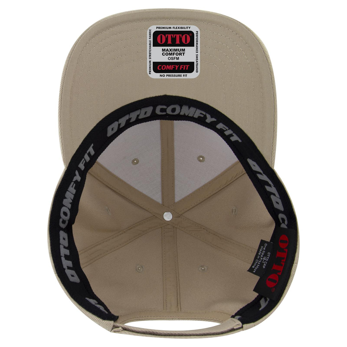 Inside View of 032 - Khaki OTTO CAP "OTTO COMFY FIT" 6 Panel Low Profile Baseball Cap