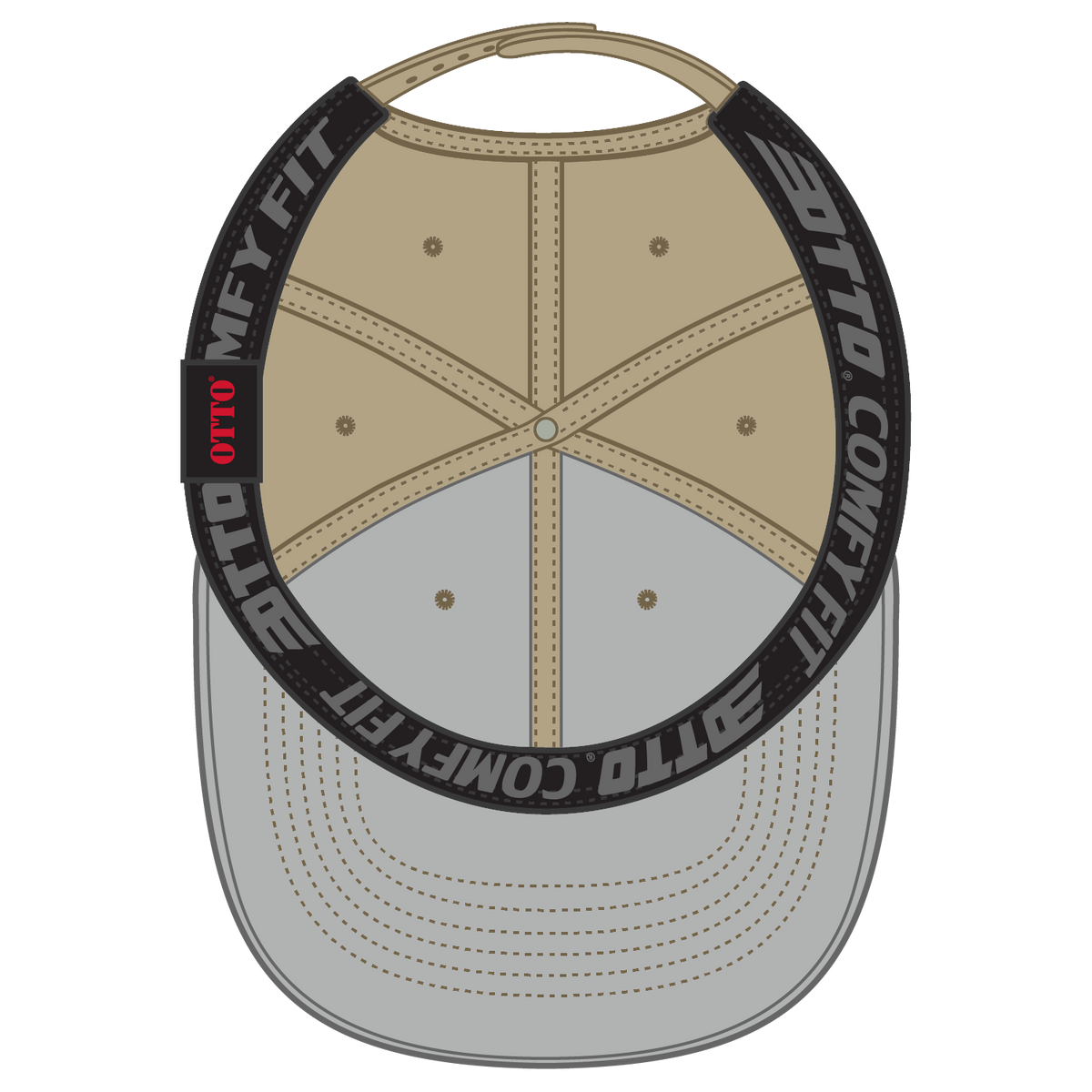 Inside View of 032 - Khaki OTTO CAP "OTTO COMFY FIT" 6 Panel Low Profile Baseball Cap