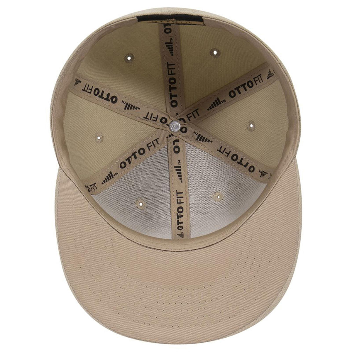 Inside View of 032 - Khaki OTTO CAP "OTTO FIT" 6 Panel Mid Profile Flat Visor Baseball Cap