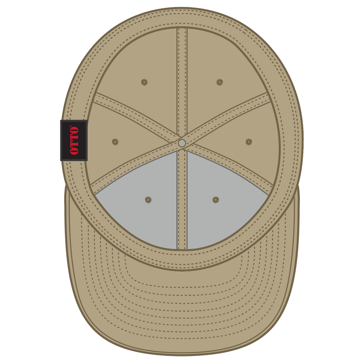 Inside View of 032 - Khaki OTTO CAP "OTTO FIT" 6 Panel Mid Profile Flat Visor Baseball Cap