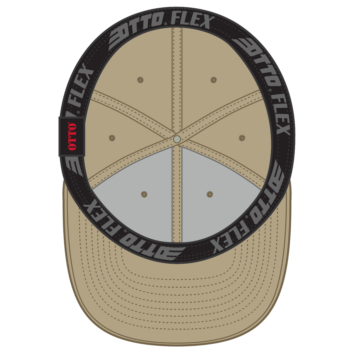 Inside View of 032 - Khaki OTTO CAP "OTTO FLEX" Fitted 6 Panel Low Profile Baseball Cap