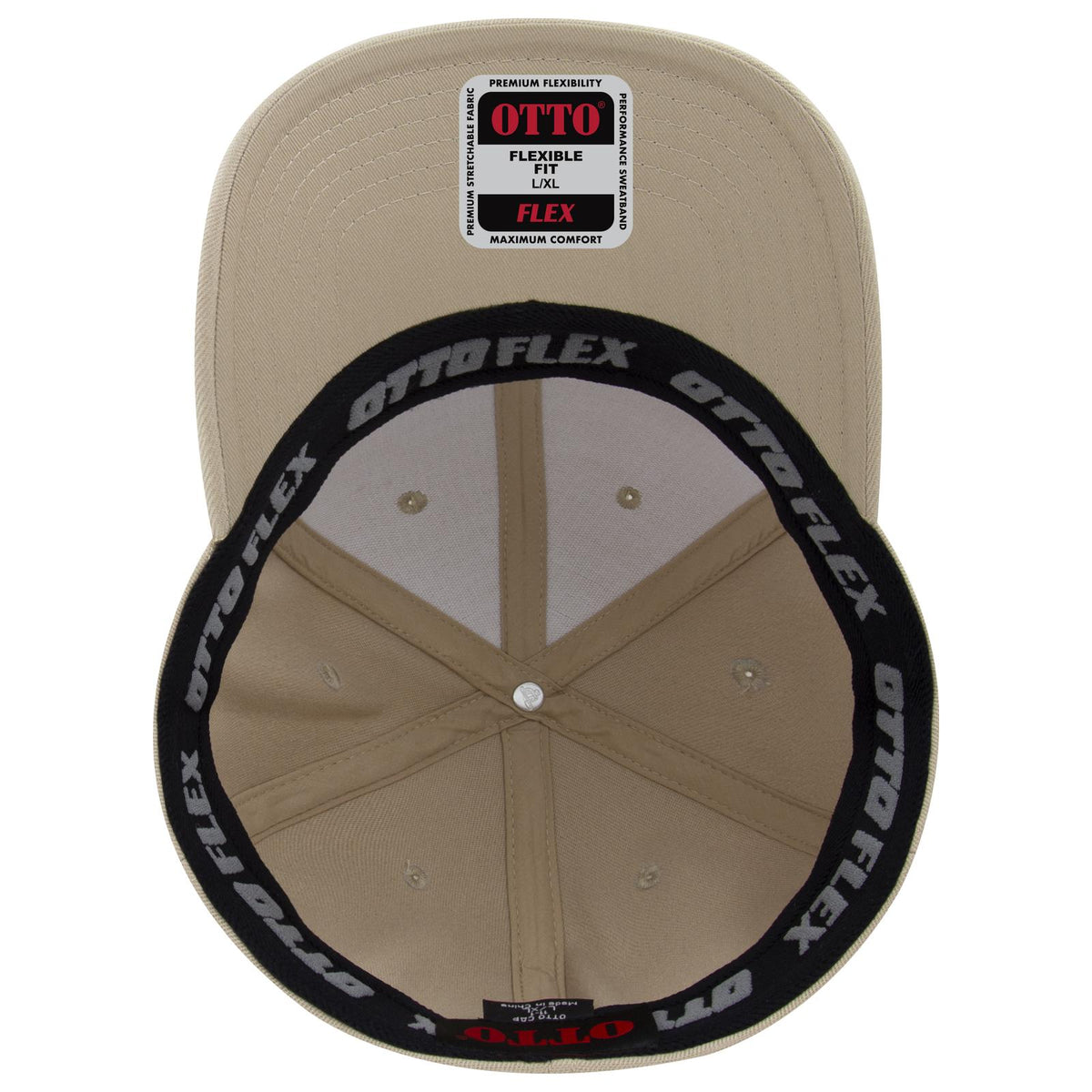 Inside View of 032 - Khaki OTTO CAP "OTTO FLEX" Fitted 6 Panel Low Profile Baseball Cap