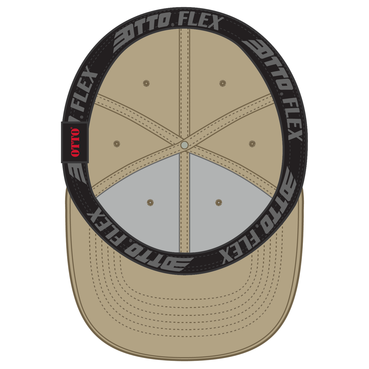 Inside View of 032 - Khaki OTTO CAP "OTTO FLEX" Fitted 6 Panel Low Profile Baseball Cap