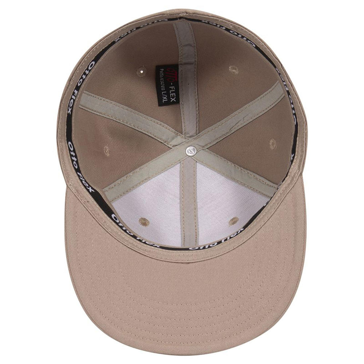 Inside View of 032 - Khaki OTTO CAP "OTTO FLEX" Fitted 6 Panel Mid Profile Flat Visor Baseball Cap