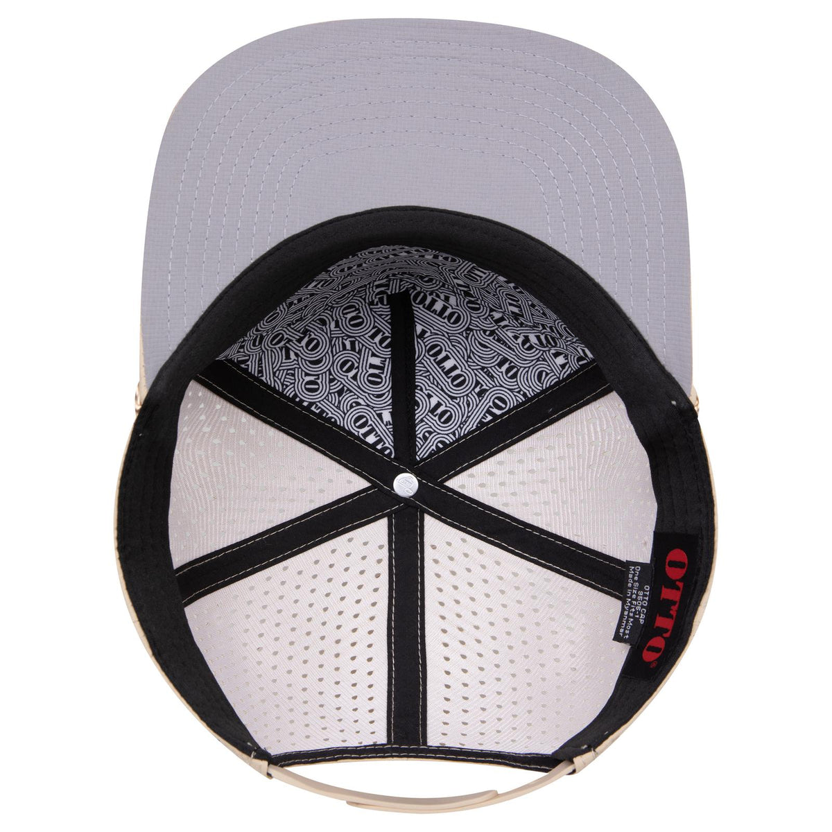 Inside View of 032 - Khaki OTTO CAP "OTTO SNAP" 5 Panel Pro Style Snapback Hat