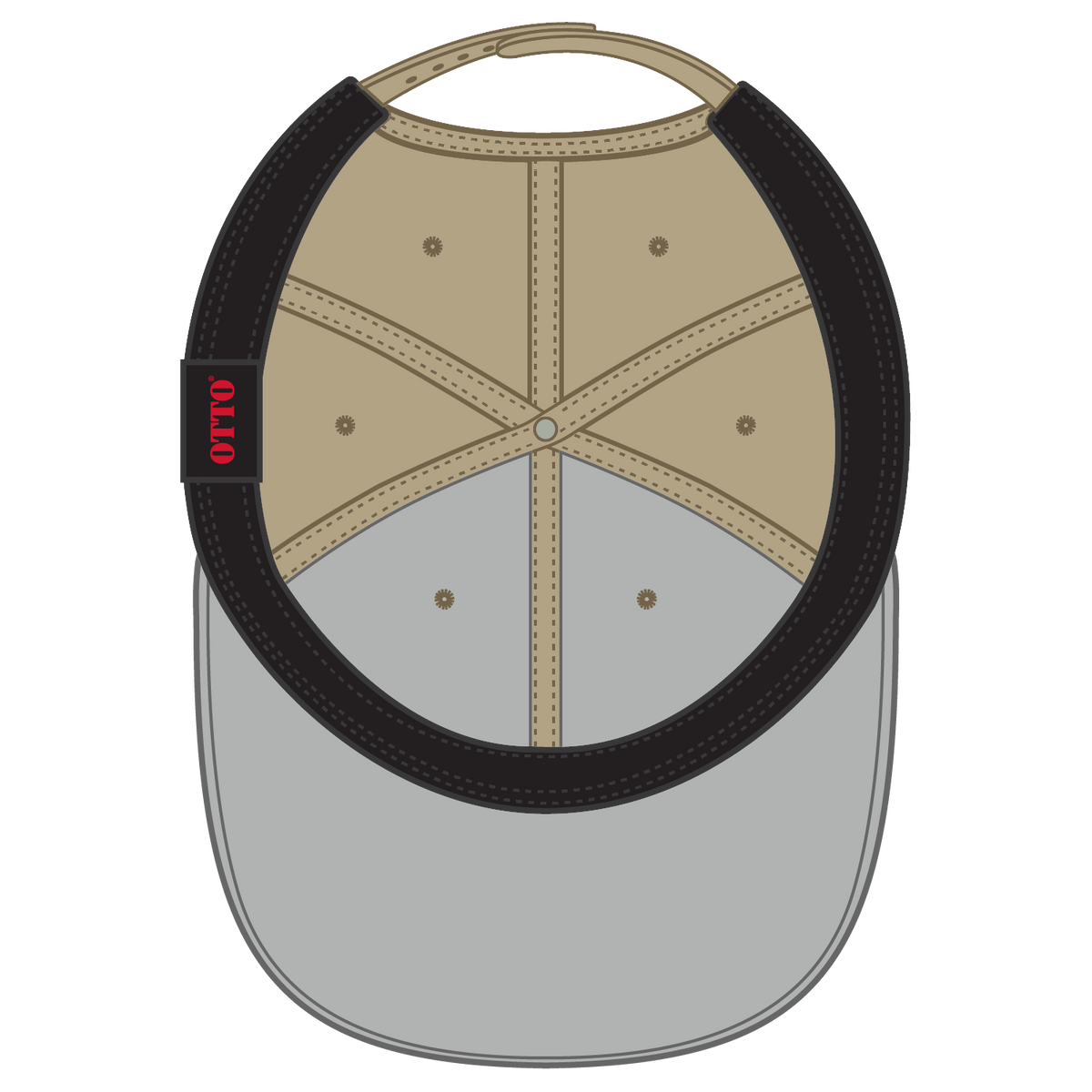 Inside View of 032 - Khaki OTTO CAP Seamless 6 Panel Mid Profile Baseball Cap