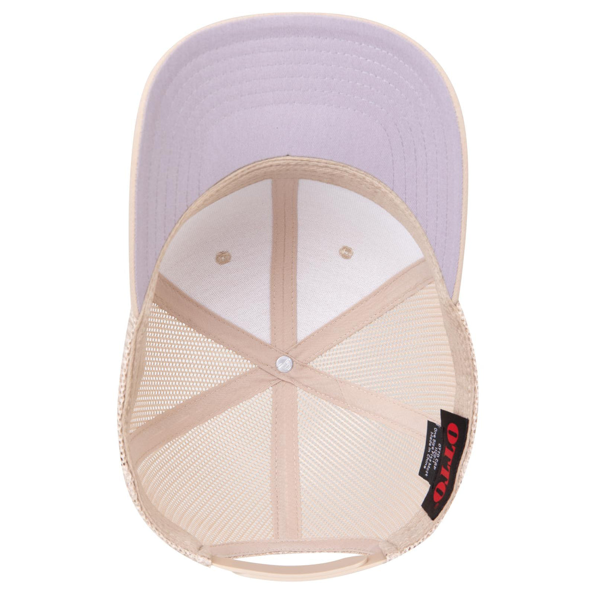 Inside View of 032 - Khaki OTTO CAP Seamless 6 Panel Mid Profile Mesh Back Trucker Hat