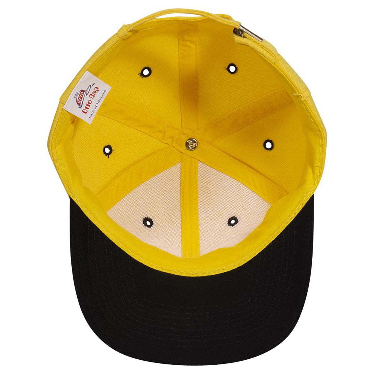 Inside View of 0320 - Blk/Yel OTTO CAP 6 Panel Mid Profile Baseball Cap