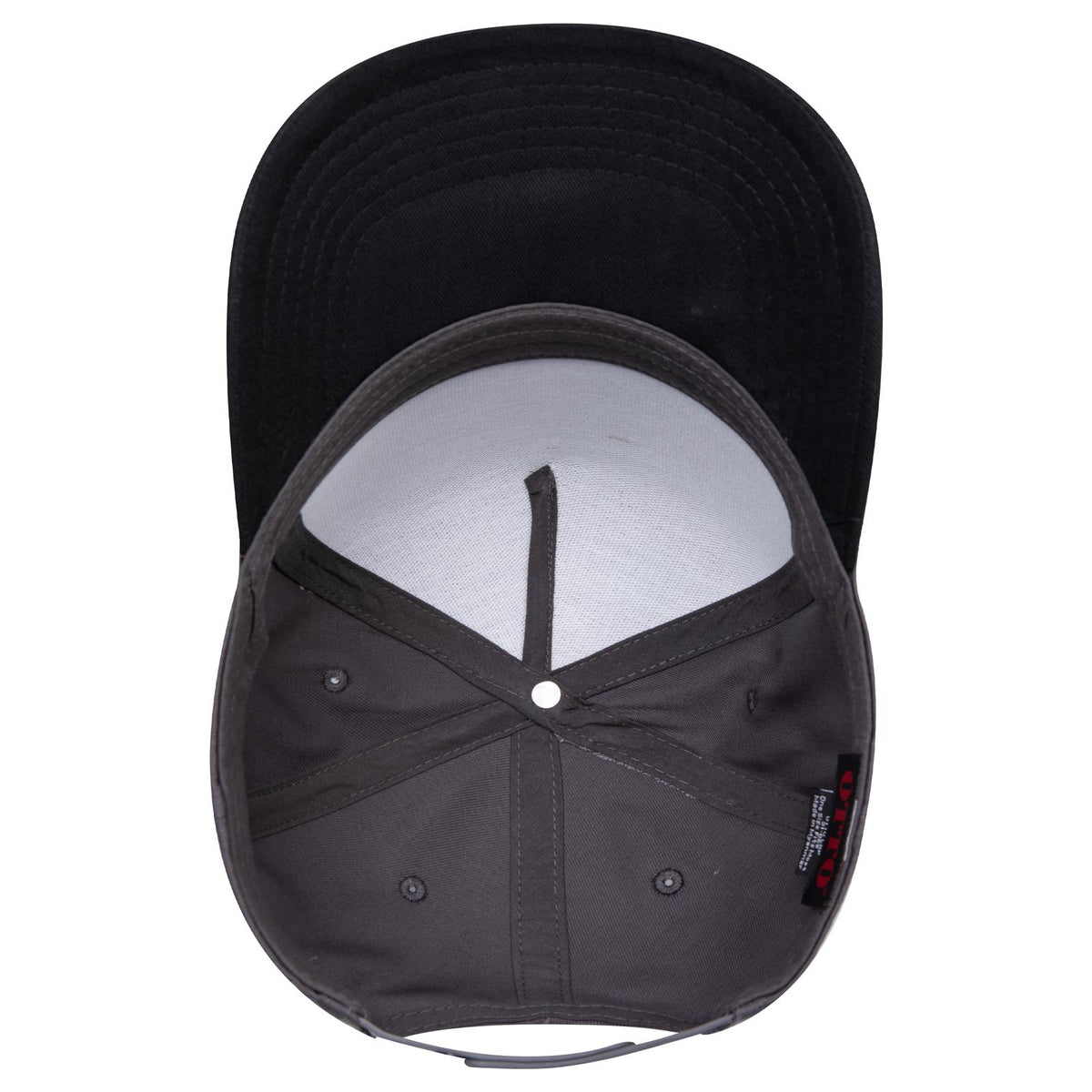 Inside View of 0325 - Blk/Ch.Gry OTTO CAP 5 Panel Mid Profile Baseball Cap