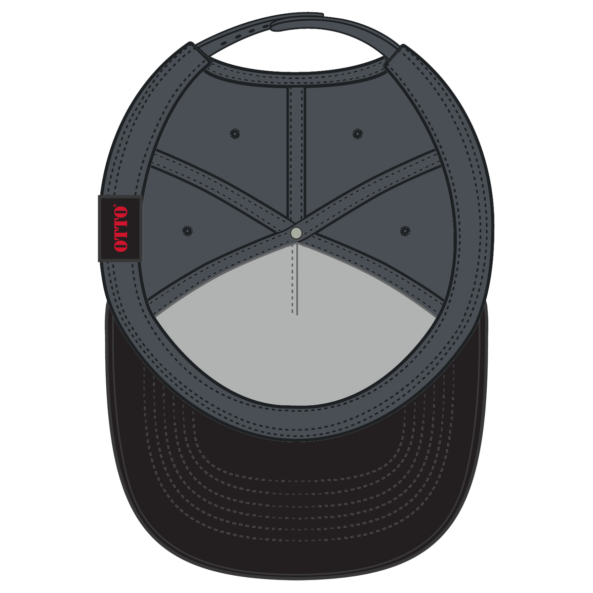 Inside View of 0325 - Blk/Ch.Gry OTTO CAP 5 Panel Mid Profile Baseball Cap