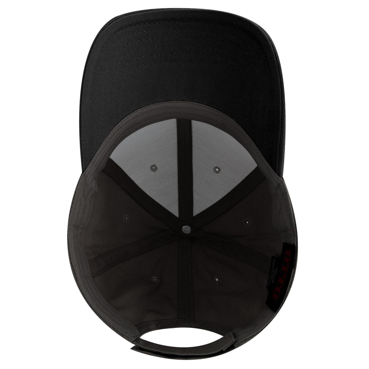 Inside View of 0325 - Blk/Ch.Gry OTTO CAP 6 Panel Low Profile Baseball Cap