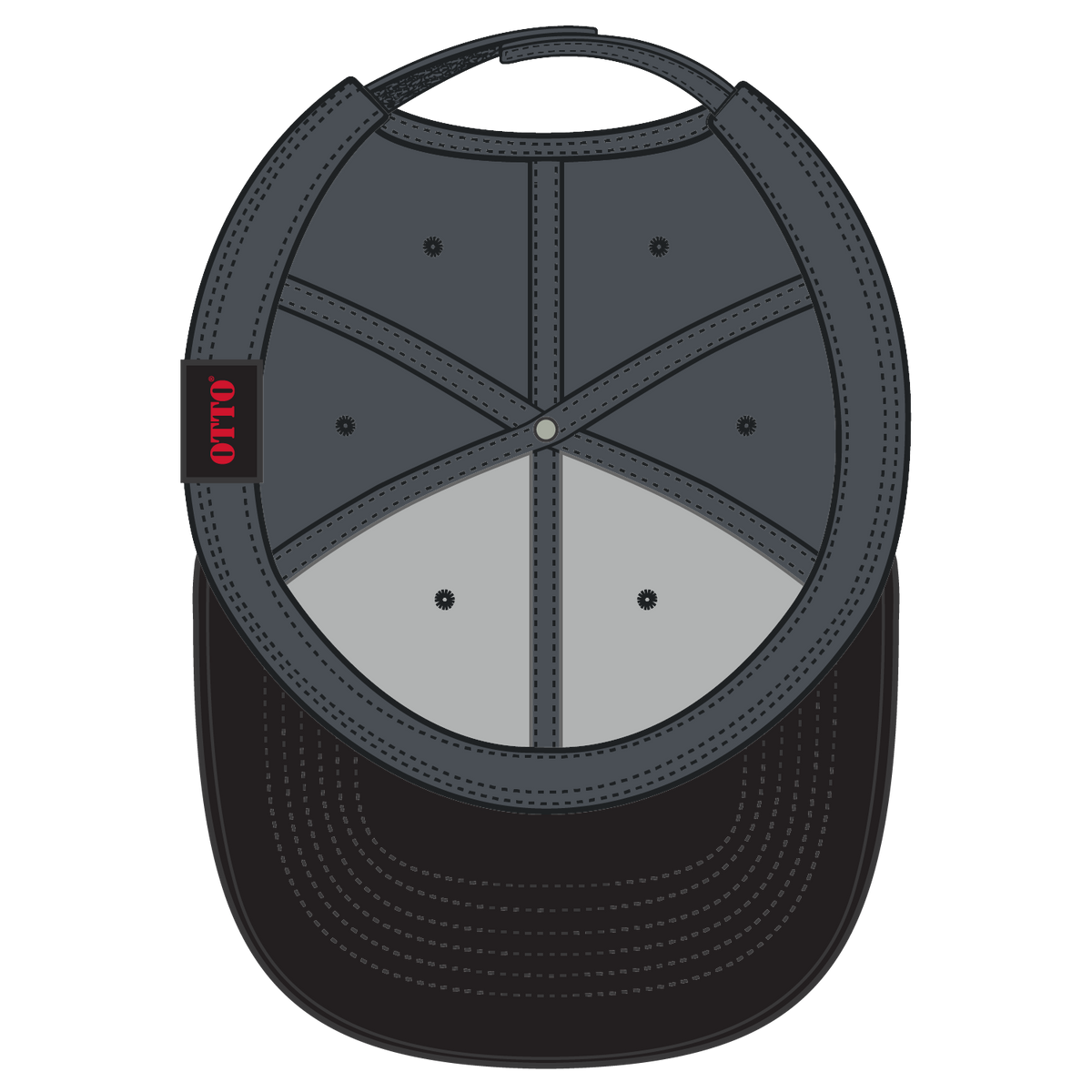 Inside View of 0325 - Blk/Ch.Gry OTTO CAP 6 Panel Low Profile Baseball Cap
