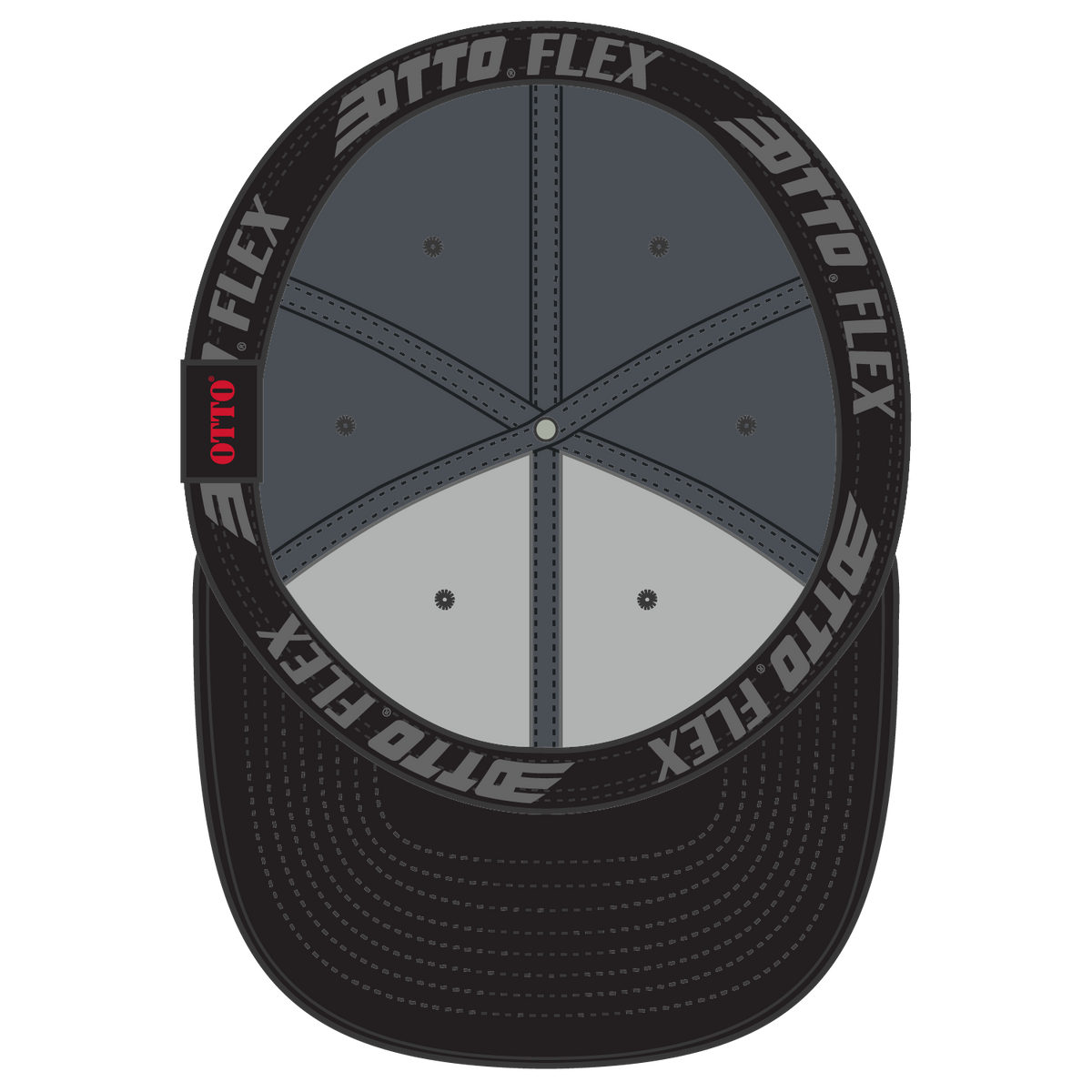 Inside View of 0325 - Blk/Ch.Gry OTTO CAP "OTTO FLEX" Fitted 6 Panel Low Profile Baseball Cap
