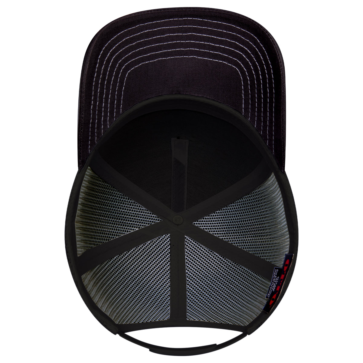Inside View of 032503 - Blk/Ch.Gry/Blk OTTO CAP 5 Panel Low Profile Mesh Back Trucker Hat