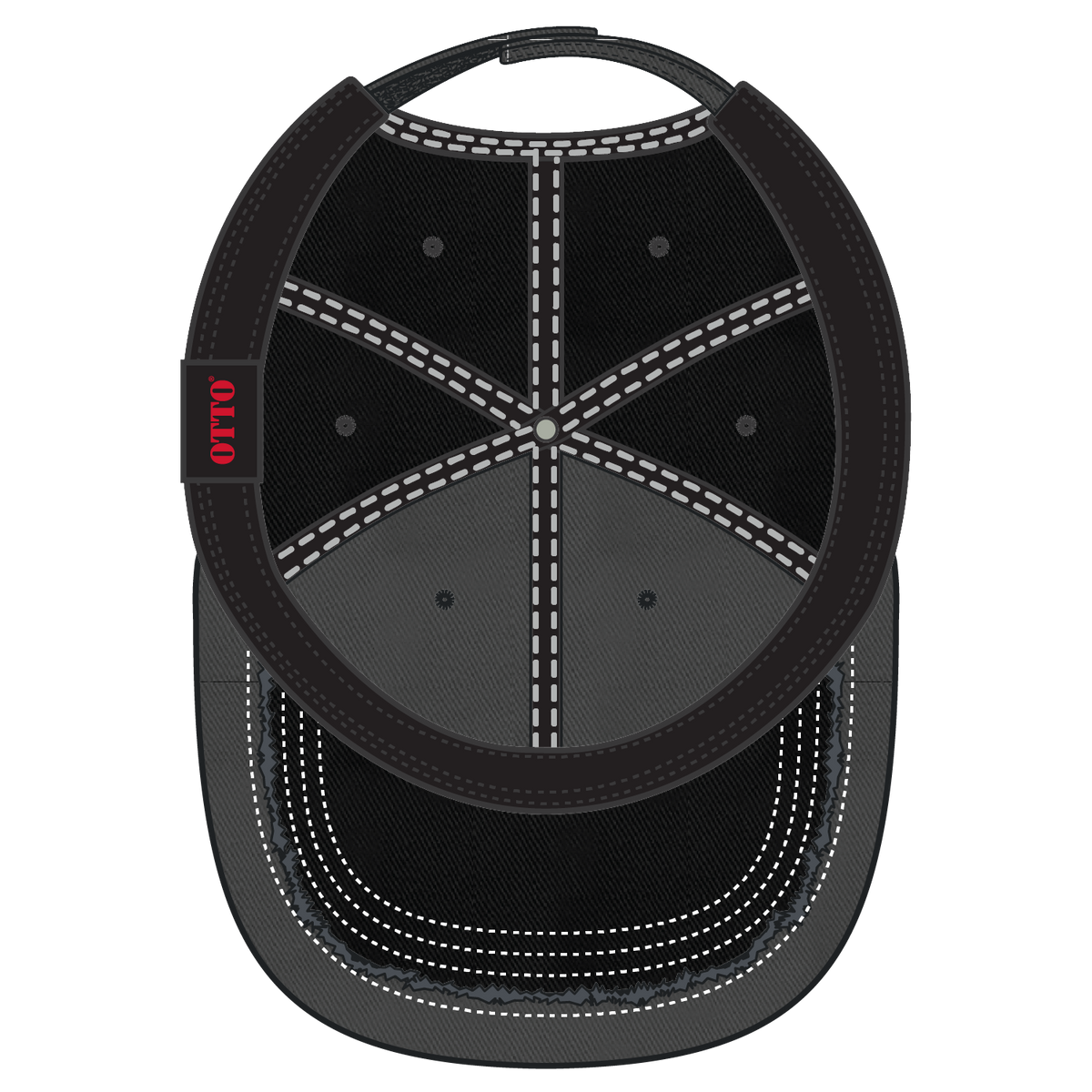 Inside View of 032503 - Blk/Ch.Gry/Blk OTTO CAP 6 Panel Low Profile Dad Hat