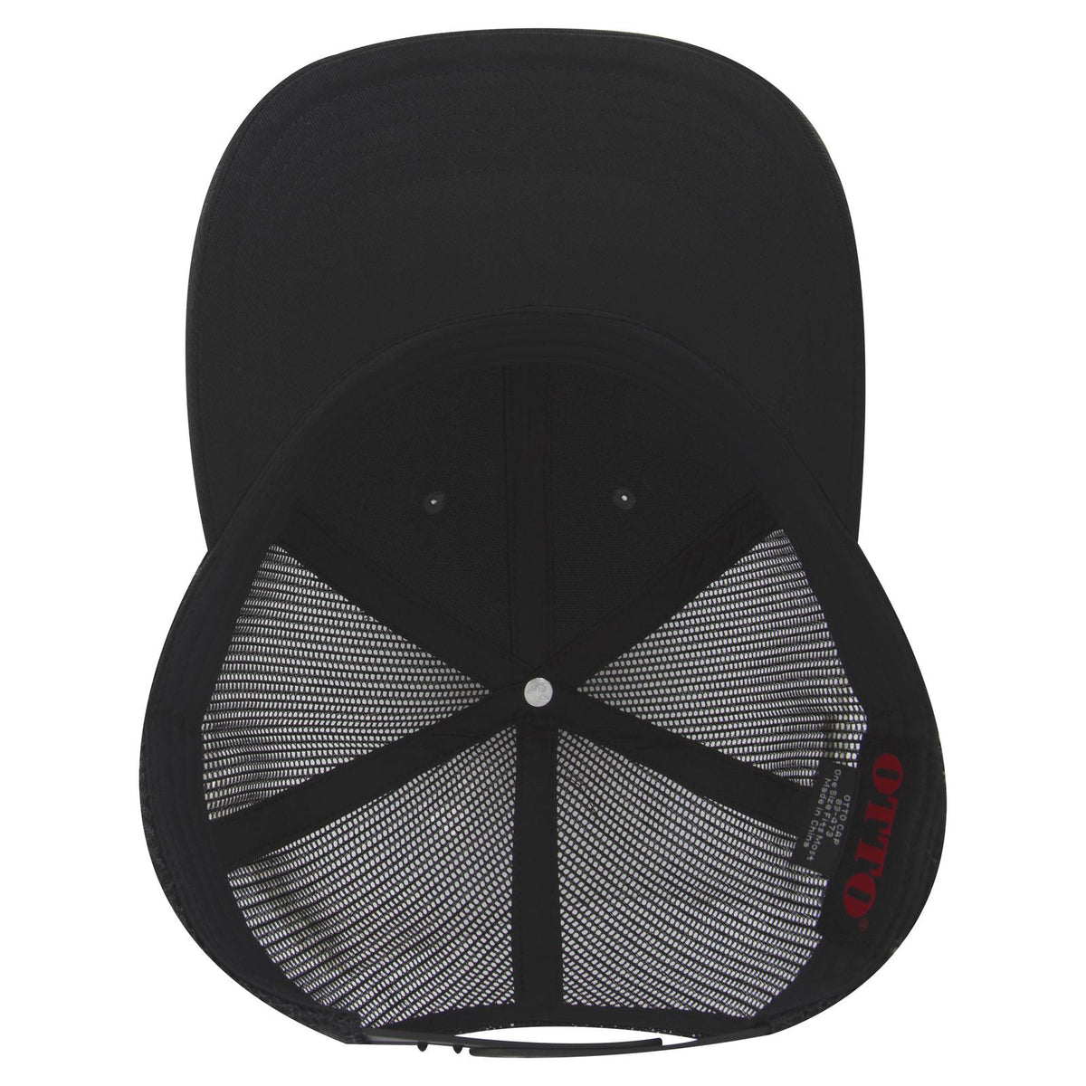 Inside View of 032503 - Blk/Ch.Gry/Blk OTTO CAP 6 Panel Low Profile Mesh Back Trucker Hat