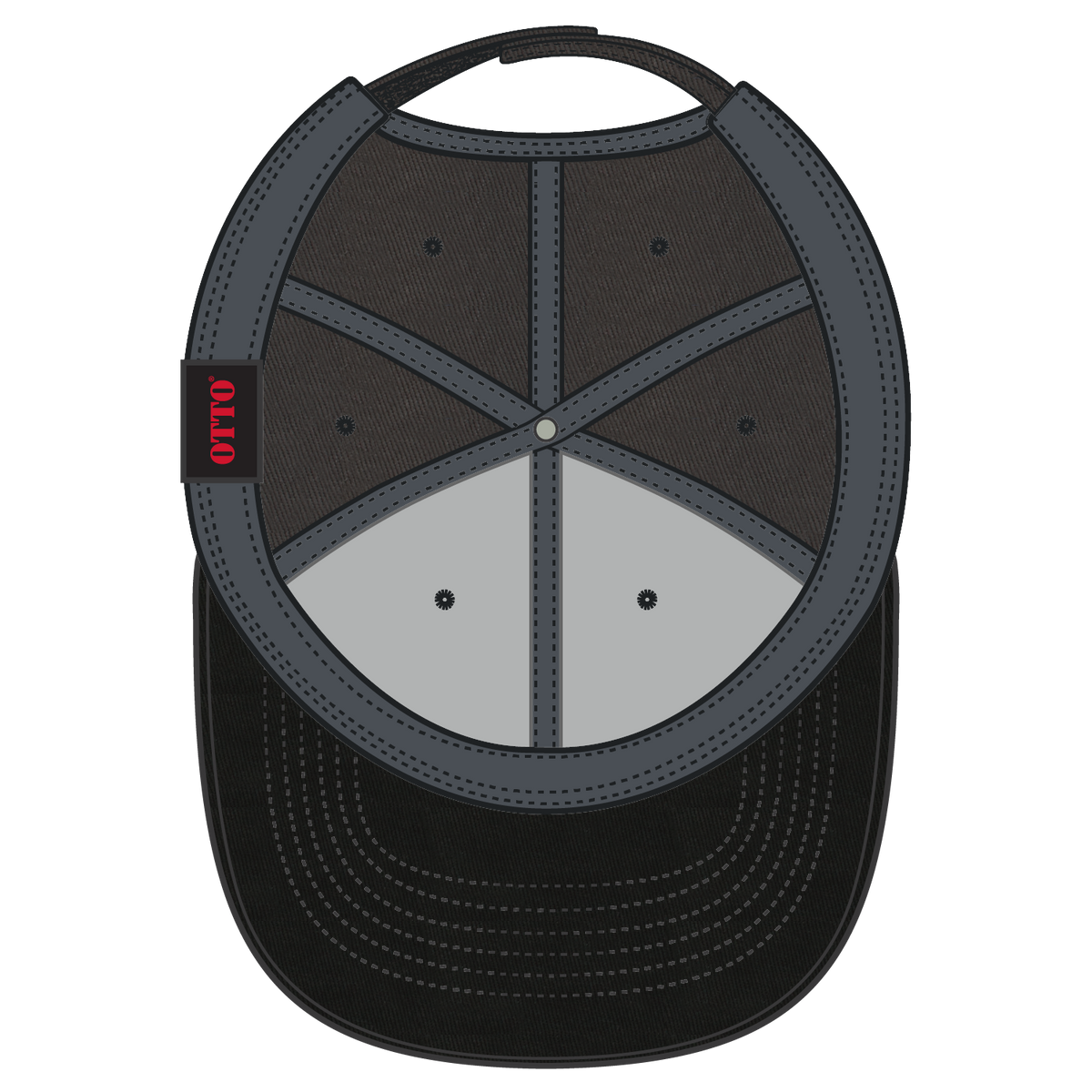 Inside View of 032525 - Blk/Ch.Gry/Ch.Gry OTTO CAP 6 Panel Low Profile Baseball Cap