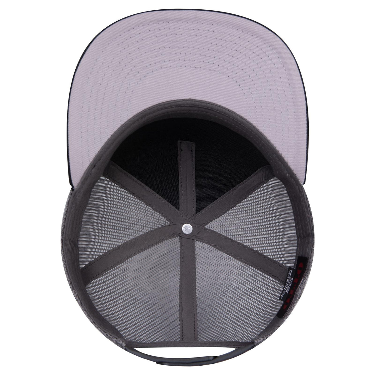 Inside View of 032525 - Blk/Ch.Gry/Ch.Gry OTTO CAP "OTTO SNAP" 5 Panel Pro Style Mesh Back Trucker Snapback Hat