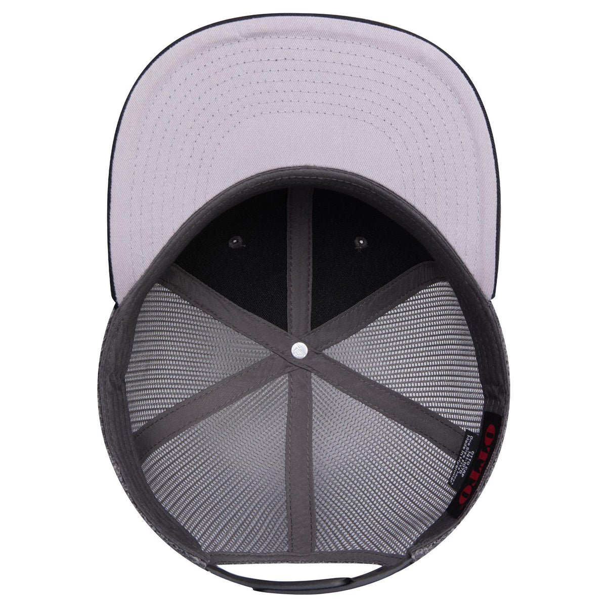 Inside View of 032525 - Blk/Ch.Gry/Ch.Gry OTTO CAP "OTTO SNAP" 6 Panel Pro Style Mesh Back Trucker Snapback Hat