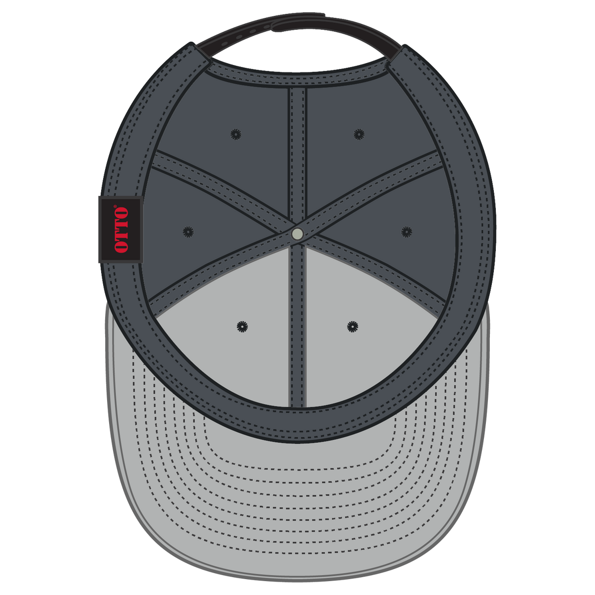 Inside View of 032525 - Blk/Ch.Gry/Ch.Gry OTTO CAP “OTTO SNAP” 6 Panel Pro Style Snapback Hat