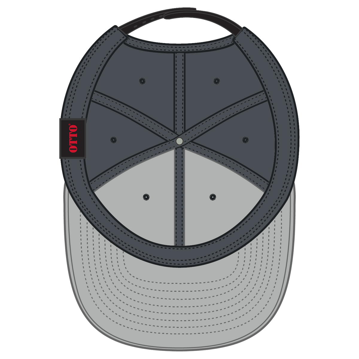Inside View of 032525 - Blk/Ch.Gry/Ch.Gry OTTO CAP "OTTO SNAP" 6 Panel Pro Style Snapback Hat