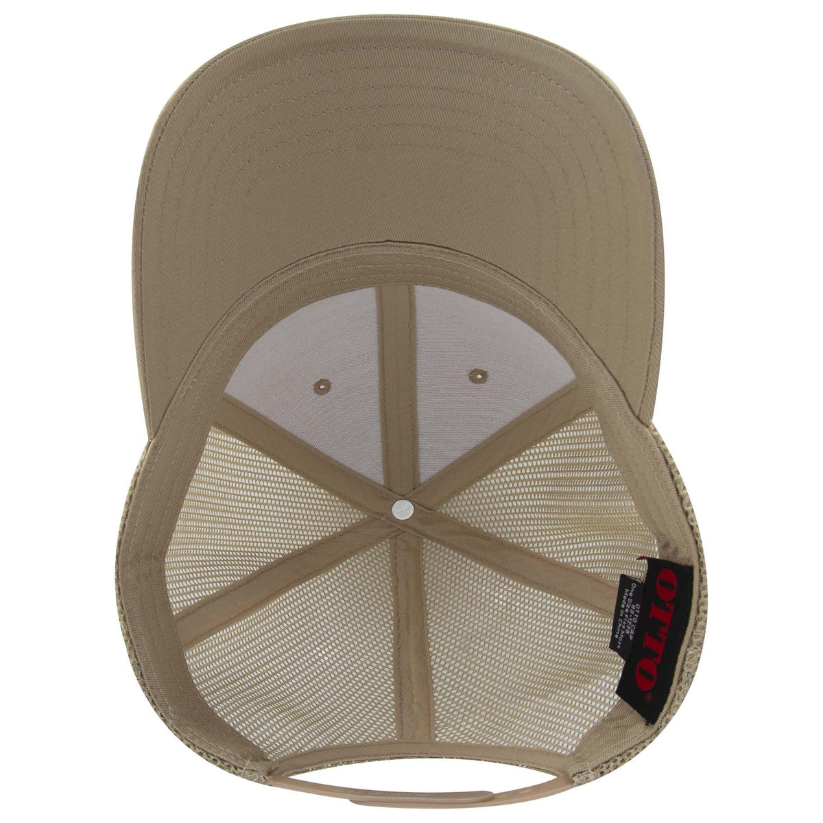 Inside View of 032A - Khk OTTO CAP 6 Panel Low Profile Mesh Back Trucker Hat
