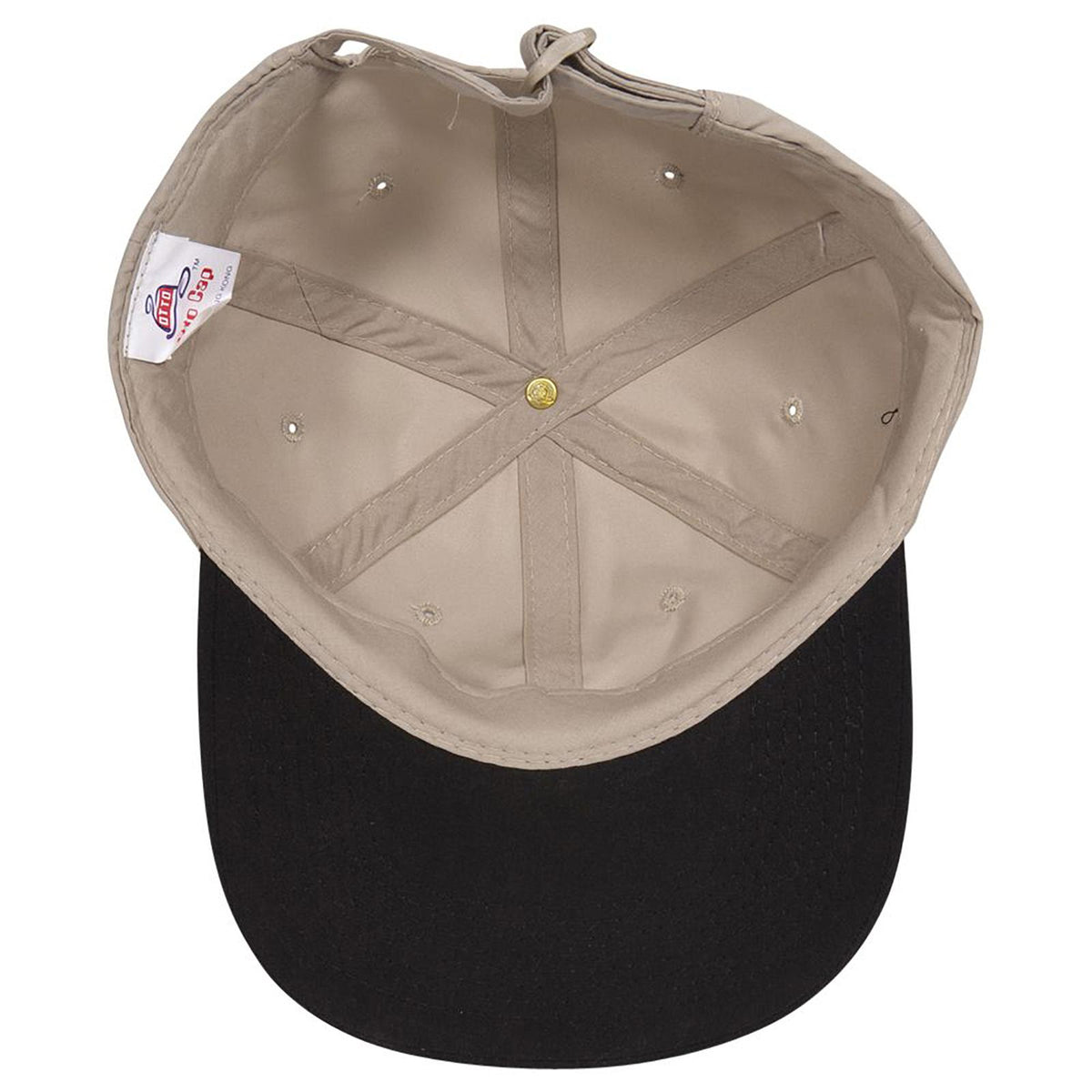 Inside View of 0332 - Blk/Kha OTTO CAP 6 Panel Low Profile Baseball Cap
