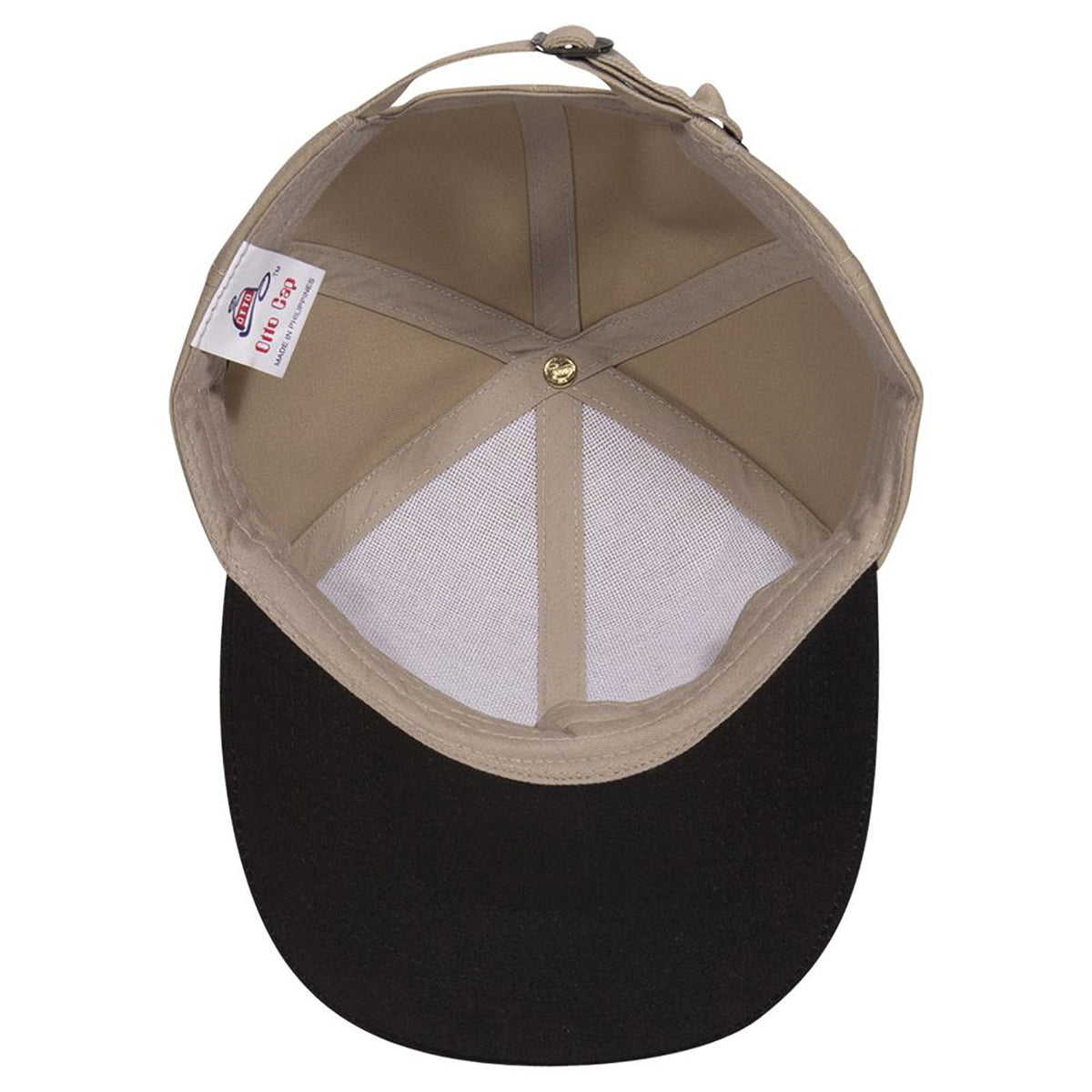Inside View of 0332 - Blk/Kha OTTO CAP 6 Panel Low Profile Baseball Cap