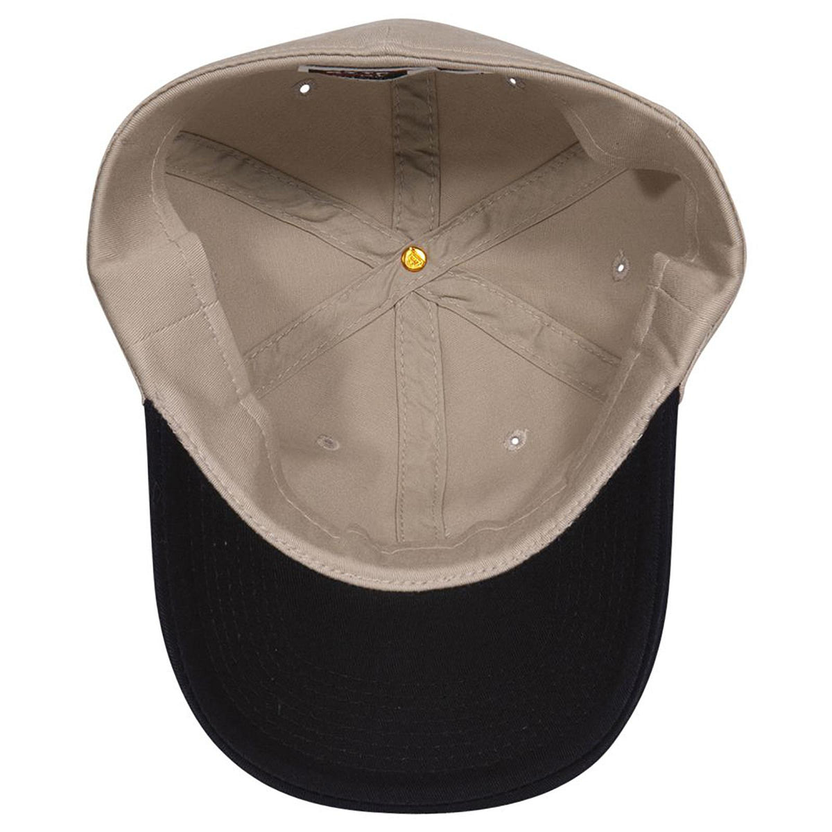 Inside View of 0332 - Blk/Kha OTTO CAP "OTTO FLEX" Fitted 6 Panel Low Profile Dad Hat